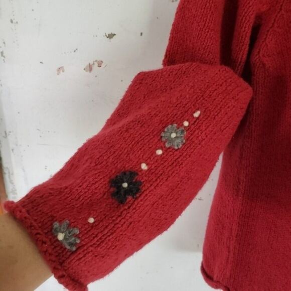 WOOLRICH Women's VINTAGE 90's Grandma V-neck Collar Red Sweater Size Large - Picture 5 of 9